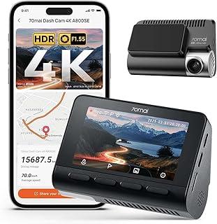 70mai A800SE Câmera Veicular 4K Frontal com STARVIS, Dash Cam com WiFi 5GHz & GPS Integrado, Visão Noturna Super, ADAS, Tela IPS 3'', Modo Estacionamento 24H, Lapso de Tempo(Sem Cartão SD)