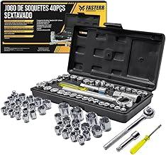 Jogo de Soquetes 40 Peças Fasterr com Chave Catraca Reversível 3/8" e 1/4" - Kit de Ferramentas Completo com Maleta para Uso Automotivo, Moto e Manutenção Doméstica