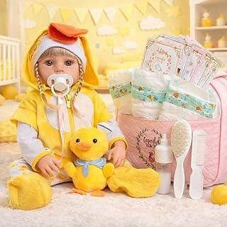 Boneca Reborn Realista Silicone Loira Enxoval Patinho Fofo