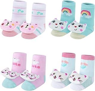 Kit 4 Pares Meia Bebê Sapatinho Menina Antiderrapante DCP Kids