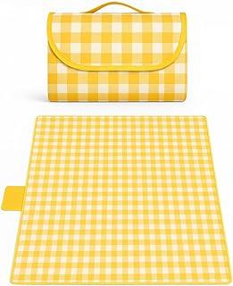 Tapete Piquenique Impermeável Dobrável 200x200cm Grande com Alça Toalha Ideal para Picnic Parque Praias Passeios ao Ar Livre a Prova de Água Fácil de Carregar (Amarelo)