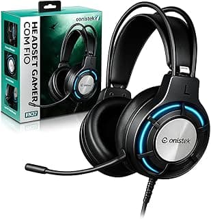 Fone de Ouvido Headset Com Microfone, Jogos, Video Game e PC, Chamadas e Reuniões, Iluminação RGB, Isolamento de Ruído Externo, Design Ergonômico e Confortável, Conexão P3 e USB - Original