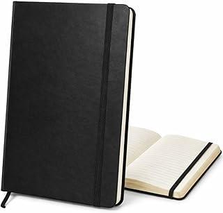 Caderno de Anotações A5 I 80 Folhas 21x15 cm I Capa Dura em PU I Imita Couro I Planner Pessoal para Organização I Elástico de Fechamento I Lene