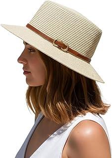 Chapéu Feminino Praia Paris Luxo Palha Sintética Faixa Couro