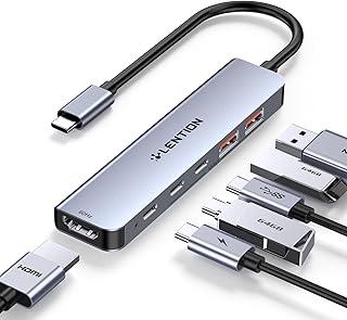 LENTION Hub USB C 6 em 1 com HDMI 4K@60Hz, transferência de dados de 10 Gbps, carregamento PD de 100 W, 2 × USB-C 2 × USB-A para MacBook Pro/Air, iPad Pro, cinza CE37