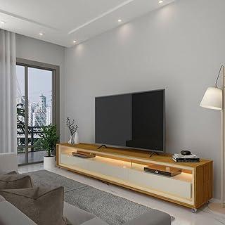 Rack para Tv até 75 Polegadas com Led com Rodízios Requinte 211cm Gelius Móveis Naturale/off White