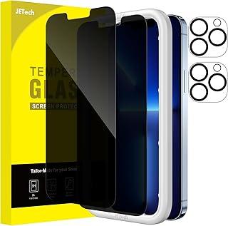 JETech Película de Vidro Temperado de Privacidade para iPhone 13 Pro Max 6,7 Polegadas com Protetor Lente Câmera, Protetor de Tela Antiespião, Ferramenta, 2 Pacotes Cada