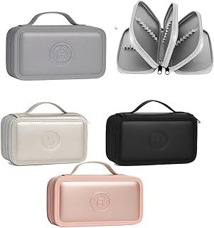 Estojo Escolar com 4 Divisórias, Compartimentos com Zíper, Alça de Transporte, Organizador para Canetas e Lápis (PRATA)