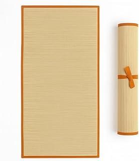 Esteira de Palha Forro Natural para Praia com Fita Tolha Tapete Piscina Camping Lagoa Mar Viagem Tamanho Grande Tatame Dobrável Verão Piquinique Artesanal Portátil Lavável (Laranja)