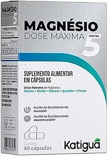 Katiguá, Magnésio 5 fontes, Malato/Óxido/Tauro/Quelato/Citrato, Dose máxima, Sem sabor, 60 Cápsulas rígidas • 30 doses, Branco