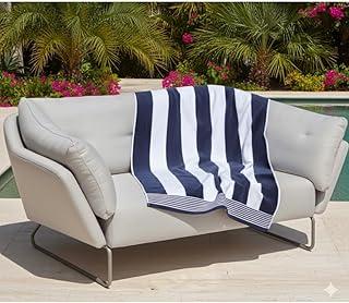 Toalha Praia Algodão Listrada Azul Marinho Branca Náutica Premium Grande Piscina Hotel Pousada