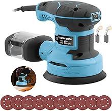 Lixadeira Elétrica Professional com 10 peças de lixa 6 velocidades variáveis 7000-15000Opm Com Coletor 450W remover ferrugem, limpar móveis, bordas lascadas da madeira e metais recém-cortados (110V)