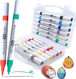 Conjunto de Marcadores Acrílicos Ponta Dupla Premium, Para Pintura de Papel, Tela, Madeira, Aço, Cerâmica, Vidro e Tecidos Marcadores Para Colorir Para Crianças e Adultos (12 cores) com 5.01% de desconto por R$ 34,86 na amazon
