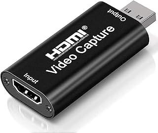 HDMI Placa de Captura de Vídeo 4K, Adaptador USB 2.0 para Streaming e Gravação, Compatível com PC, Mac e Consoles, Design Compacto em Metal Preto