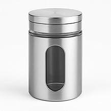 Saleiro Inox com Visor Porta Tempero de Vidro Pode Ser Usado como Paliteiro Design Moderno