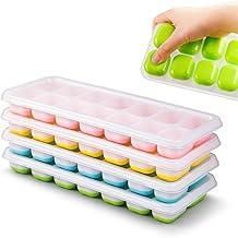 Kit 4 Forma de Gelo com Tampa em Silicone Flexível Multiuso para Freezer, Forminha de Gelo para Papinha, Bebê, Molhos, Sobremesas e Frutas, Whisky - Porta Gelo Prático | Premium InoVibes