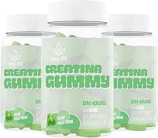 Kit 3x Creatina Gummy, Sabor Maça Verde (180 Gomas) 3g de Creatina por Dose, Zero Açúcar - My Fit