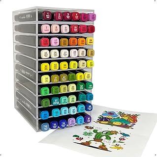 Nicho Organizador para Canetas Touch 60 Cores Acrílico, 10 Compartimentos, Suporte de Mesa Transparente – Design Moderno e Funcional