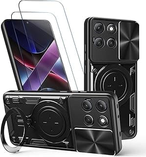 Capa para Motorola Moto G86 Capinha à prova de choque - com protetor de tela, suporte para anel