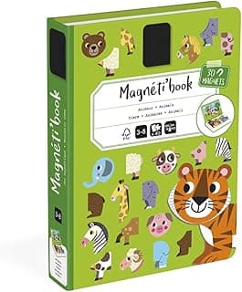 Livro Magnético Animais com 30 Peças Magnéticas, 10 Cartões Modelo, Jogo Educativo para Crianças 3-8 Anos