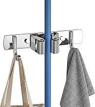 Suporte Vassoura Rodo 3 em 1 Parede Porta Vassouras Multiuso Organizador Autoadesivo com Parafuso e Ganchos Fixacao Forte Antiderrapante Ideal para Lavanderia Cozinha Area de Servico Banheiro Garagem