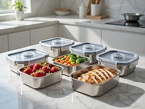 Kit 3 Potes Premium em Aço Inox com Tampa e Selagem a Vácuo - Conjunto 1000ml, 1200ml e 1600ml + Bomba de Sucção Elétrica USB - Conservação Profissional e Design Sofisticado