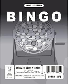 Bloco para Bingo, Animativa, Cinza, 90 x 112 mm, 96 Folhas, Pacote com 10 Blocos