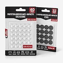 Kit Feltro Adesivo para Móveis e Silicone Anti Impacto – Protetor de Piso Madeira, Anti Risco para Cadeiras, Amortecedor Anti Ruído, 72 Peças