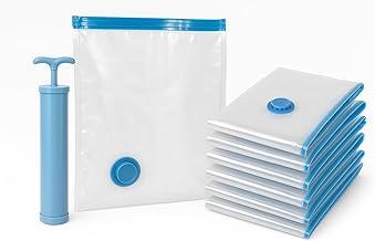 Kit Sacos a Vácuo para Roupas 10 Unidades 50x60 cm Com Bomba Manual Organização de Guarda-Roupas Armazenamento de Edredons Cobertores e Viagens