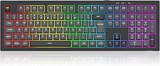 Teclado Gamer Membrana Redragon Crux Iluminação Rainbow Preto e Cinza Full Size K518R-WL-GB