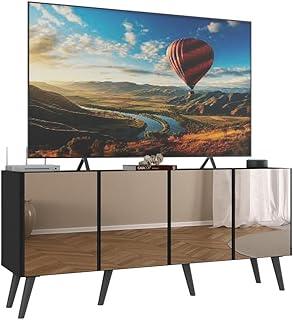 Rack Tv até 50 Polegadas 4 Portas Retrô com Espelhos Multimóveis Mp1082 Preto