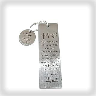 Marca Página Cristão em Aço Inox com Versículo Bíblico Salmos 121:1-2 | Marca Páginas Religioso | Presente de Fé | Acessório para Bíblia | Presente Gospel