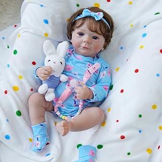 Brastoy Bebê Reborn Menina Boneca de Silicone Realista Pintado 48cm Original Pode Tomar Banho (Olhos Azuis)