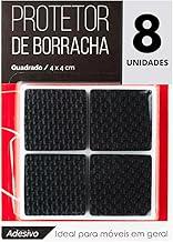 Kit 8 Unidades Protetor Borracha 4x4cm Pé Moveis Cadeiras Resistente Quadrado Piso Porta Anti deslizante Proteção Autoadesivo Emborrachado
