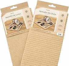 Kit 2 Tapetes Absorvente Para Pia Aparador e Secador de Louça | Tapete de Secagem de Louças, Copos e Talheres | Protege a Bancada | Ideal para Pia e Escorredor | 2 unidades | Bege