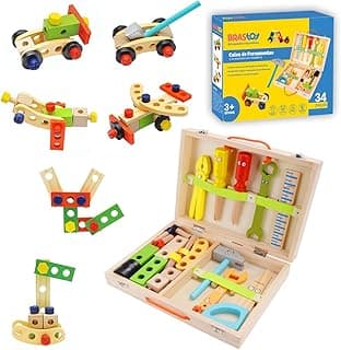 Brinquedos Montessori - Kit De Ferramentas De Construção Em Madeira, Adequados Para Crianças A Partir De 3 Anos