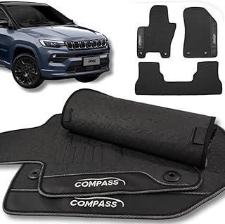 Tapete Automotivo para o Compass 2016 2017 2018 2019 2020 2021 2022 2023 2024 2025 - Emborrachado Impermeável Premium - 03 Peças