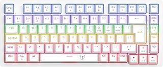 Teclado Mecânico Gamer T-Dagger Megatre Iluminação Rainbow Branco 75% Switch Marrom T-TGK326W-BR