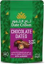 Tâmaras sem Caroços Cobertas com Chocolate ao Leite & Meio Amargo Recheadas com Amêndoas - Date Crown Importadas dos Emirados Árabes Unidos - Doce ideal para presentear