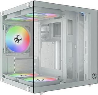 Gabinete Gamer Aquário Life Pro MICRO-ATX, MINI-ITX com 5 Fans Rainbow - Bluecase (Branco)