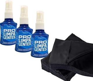 Kit Limpeza Lentes 3 Limpadores 35ml + 5 Flanelas Microfibra Ideal na limpeza de óculos, TV, Celulares e telas
