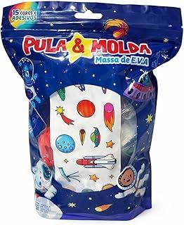 Massinha de Modelar EVA Astronauta Pula & Molda, 15 Cores com Adesivos Espaciais, 150g, Kit Criativo para Crianças +3 Anos, Atóxica, Não Mancha, Flexível e Macia, Secagem Rápida, Coordenação Motora Fina