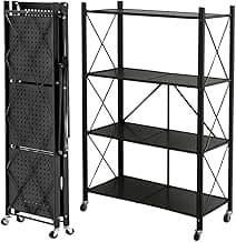 Estante Rack Aço Multiuso Prateleira Organizadora Modelo Industrial Reforçada Luxo Dobrável Decoração Apartamento Escritório Quarto Cozinha Sala Livros - 4 Prateleiras 125x71x34cm