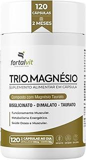 TRIO.MAGNÉSIO - Longa Duração: 2 Meses de Uso, Bisglicinato - Dimalato - Taurato, 260mg Alta Concentração,120 Cápsulas, Fortalvit