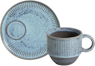 Porto Brasil Conjunto com 6 Xícaras de Chá com pires Empilhável Linhas Breeze