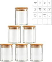 Potes Herméticos de Vidro com Tampa de Bambu - Kit 6 Unidades 200ml para Temperos, Grãos, Café e Organização de Cozinha