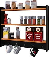 Armário Suspenso Suporte Xícaras Armarinho Amélia Nicho Organizadora Decoração Cozinha Ganchos Resistentes – Preto/Cinamomo – RPM Móveis