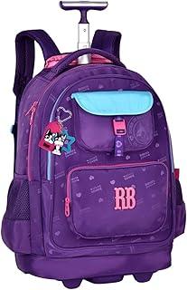 Mochila de Carrinho Escolar Rebecca Bonbon com Rodinhas, Alças Acolchoadas, Compartimento para Notebook, Material Reforçado, Design Colorido P/Meninas, Infantil
