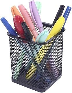 Porta Lápis E Caneta Aramado Quadrado Preto Em Malha Metálica Organizador de Mesa Para Escritório