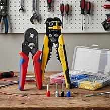 Kit Alicate Crimpar e Descascador Automático Profissional com 1200 Terminais Ilhós 0,5mm a 10mm para Eletricista Prensa Fios Conectores Elétricos Uso Técnico